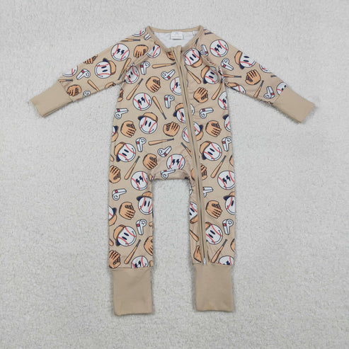 11.12 LR2816 Baby Boys Smile Baseballs Team Two Way Zip Convertible Romper
