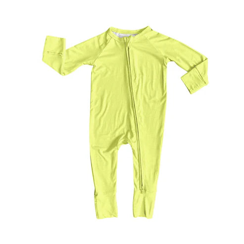 10.23  LR2799 Baby Girls Yellow Zipper Footie Rompers Preorder