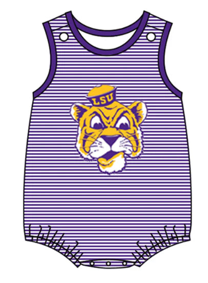 5.15 Team Custom Boy purple striped tiger sleeveless onesie
