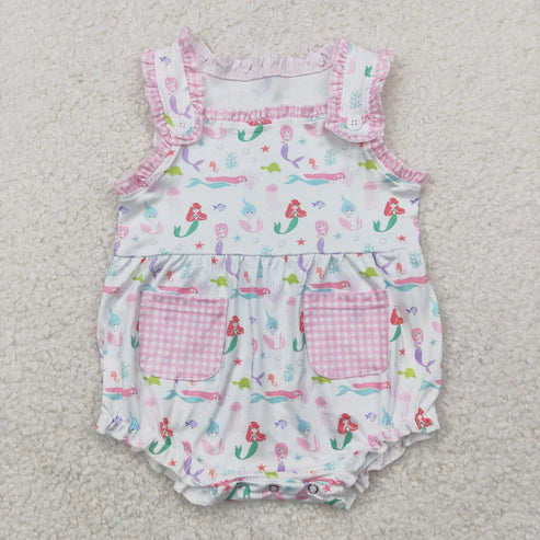 4.9  SR2880 Baby Infant Girls Mermaid Straps Romper