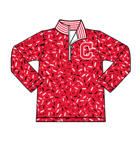 10.16 Custom Moq 8 Baby Boys Red Sprinkles Zipper C Team Pullovers Top