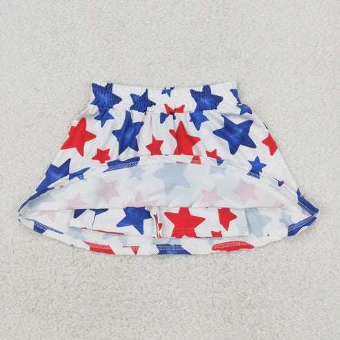 4.14  GLK0055 Baby Girls Summer 4th Of July Stars Skort Bottom