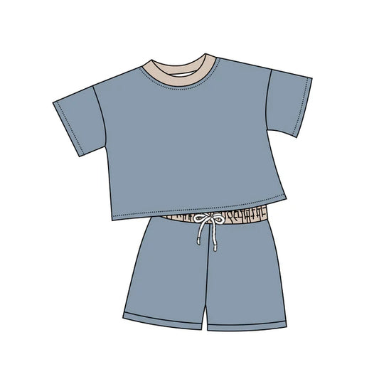 L-3.5 BSSO1314 Baby Boys Blue Shirt Top Cotton Shorts Clothes Sets Preorder