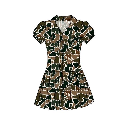 11.26 MOQ：5pcs GSD3218 pre-order toddler clothes camo girl yoga summer dress