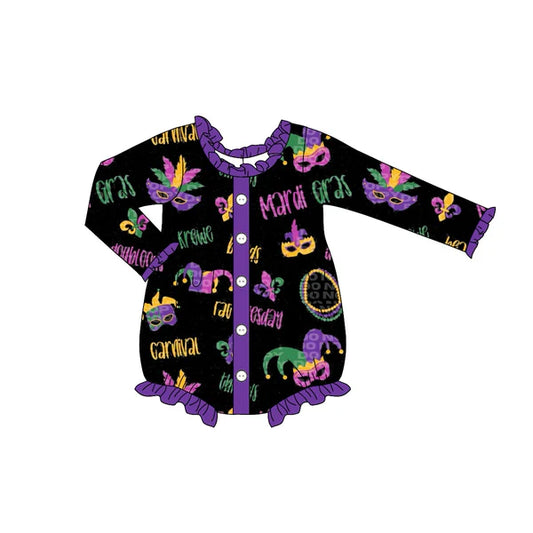 5.28 LR1959 Baby Infant Girls Mardi Gras Masks Rompers preorder