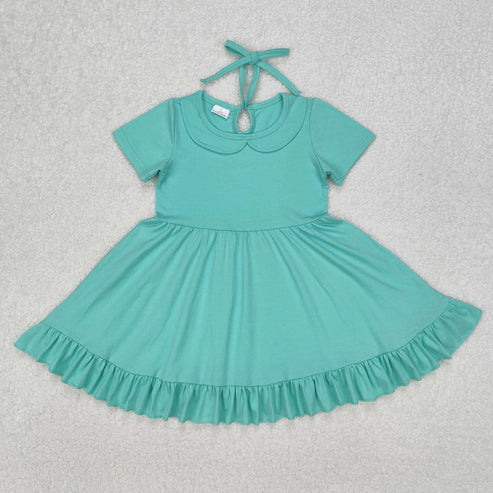 4.29 Sibling Baby Girls Round Collar Ruffle Knee Length Dresses