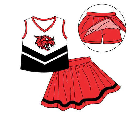 8.9 Custom Moq 5 Baby Girls Lions Top Skorts Team Set