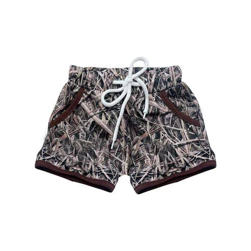 10.6 SS0674 Baby Boys Grey Leaves Camo Hunting Pockets Shorts Bottom Preorder