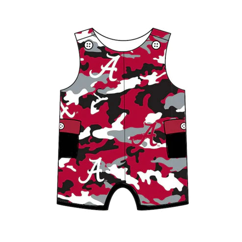 6.24 Custom Moq 3 Baby Girls Red Camo Sleeveless A Team Shorts Rompers