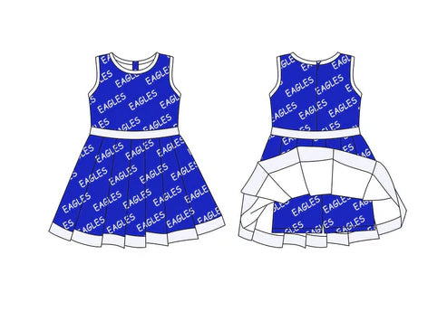 11.6 Custom Moq 8 Baby Girls Sleeveless Eagles Knee Length Dresses