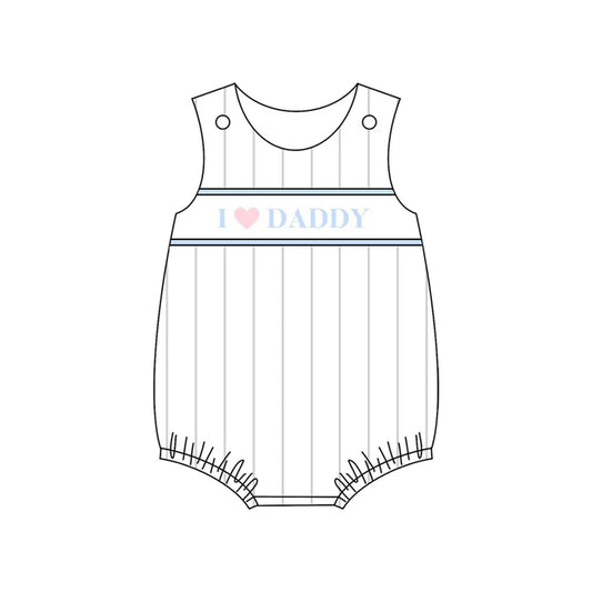 3.23 SR2947 Baby Infant Boys Sleeveless I LOVE DADDY Stripe Rompers Preorder