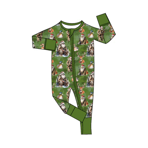 8.5 LR2538 Baby Girls Santa Deer Christmas Zipper Footie Rompers Preorder