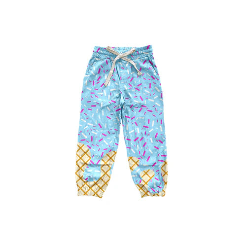 8.6 P0814 Baby Girls Blue Drip Team Pockets Yoga Pant Preorder