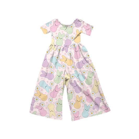 9.27 SR3230 Baby Girls Colorful Rabbits Flowers Easter Pant Jumpsuits Preorder