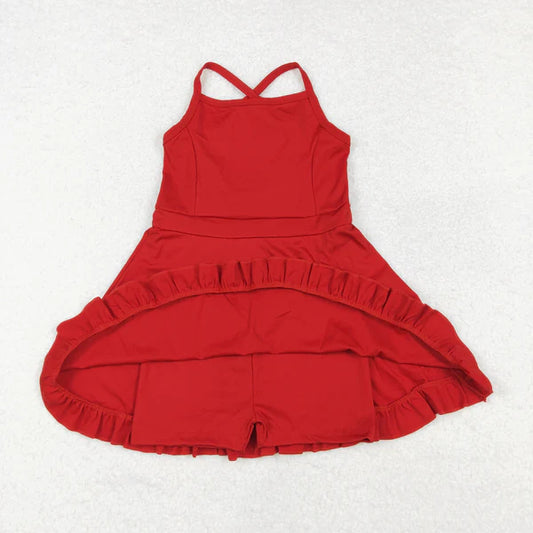 L-3.3 S0453 Baby Girls Red Athletic Active Wear Knee Length Dress