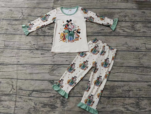 6.23 Custom Moq 3 Baby Girls Christmas Cartoon Gifts Pajamas Pants Clothes Sets