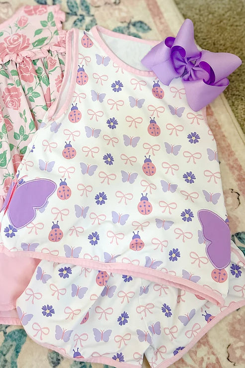 10.24 GSSO2760 Baby Girls Flowers Bows Tunic Shorts Clothes Sets Preorder