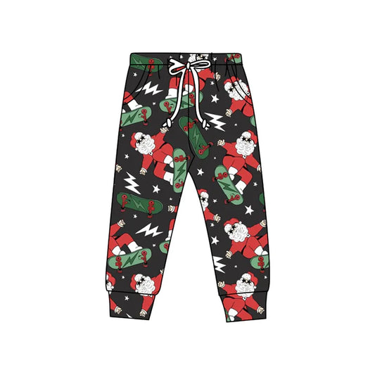 8.20 Custom Moq 5 Baby Kids Christmas Santa Stakeboarding Black Jogger Pants