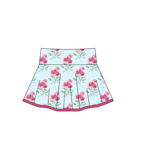 6.5 GLK0105 Baby Girls Pink Flowers Plaid Skirts Preorder
