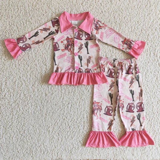 GLP0279 Western Girls Howdy Cactus Pink Cowgirl Pajamas