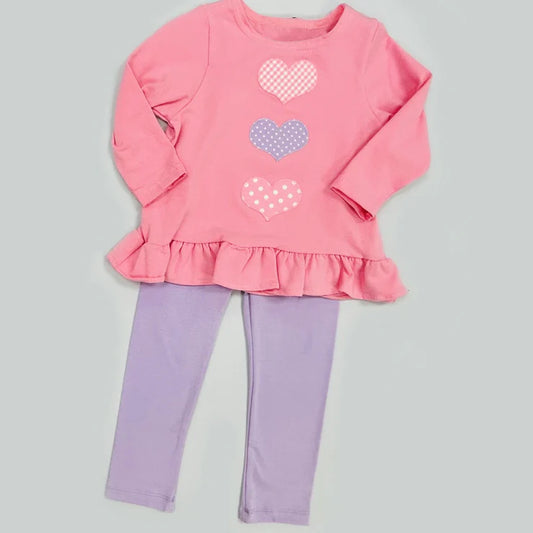 11.20 MOQ:5pcs GLP3175 pre-order toddler girl clothes heart print girl Valentine set