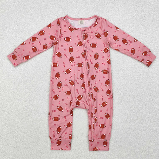 3.12 LR1988 Baby Infant Girls Football Pink Fall Zip Romper