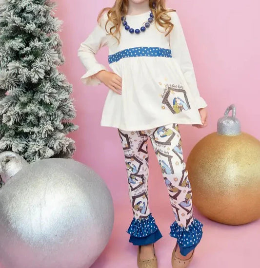 6.11 GLP1987 Baby Girls Christmas Nativity Tunic Top Pants Clothes Sets Preorder