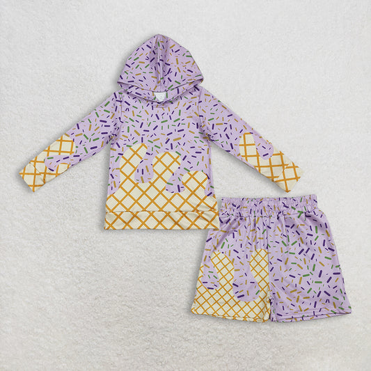Sibling baby girl boys clothes ice cream long sleeve shorts sets and tops and shorts