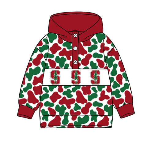 10.15 Custom Moq 8 Baby Boys Red Green Camo S Trees Team Button Hoodies Top