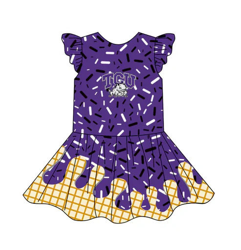 5.16 Preorder(Moq 3) Baby Girls Team Ice Cream Drips TCU Knee Length Dress