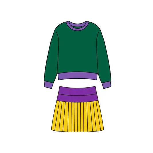 11.20 MOQ：5pcs GLD1513 pre-order baby girl clothes mardi gras toddler girl yoga skirt outfit