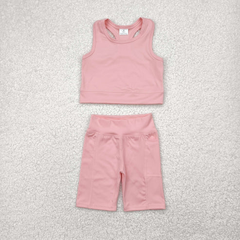 4.29 GSSO1518 Baby Girls Pink Athletic Active Wear Top Shorts Clothes Set