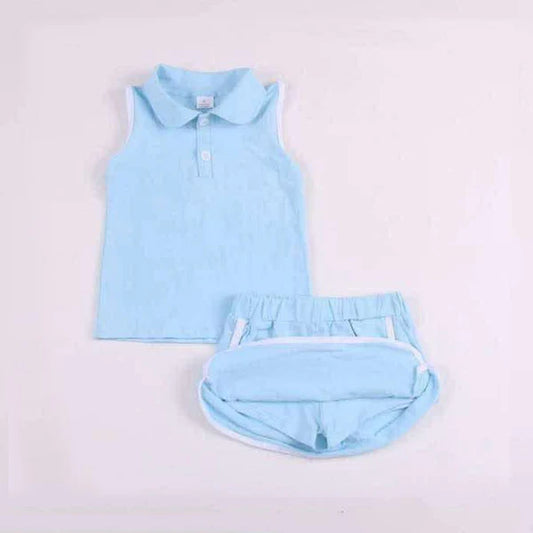 L-3.5 GSD1974 Baby Girls Aqua Pullover Top Sports Shorts Clothes Sets Preorder