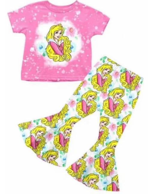 5.14 Cartoon pink short sleeve pantsuit for girls
