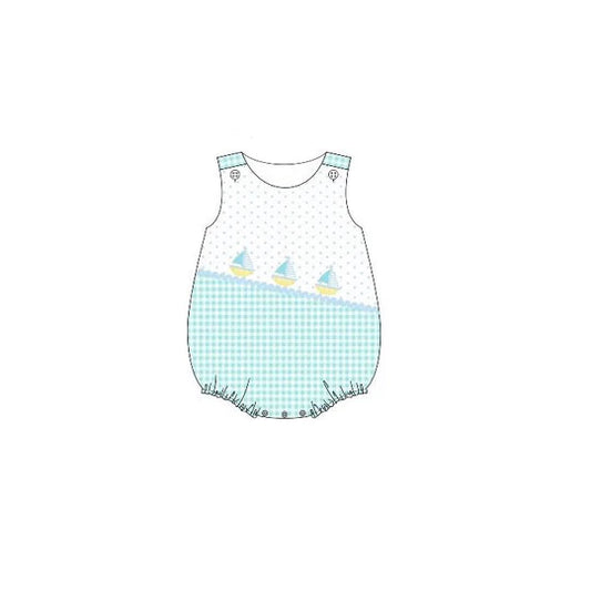 12.15 MOQ:5pcs SR3754 pre-order baby girl clothes sailing boat print toddler girl summer bubble