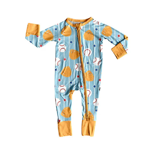 12.23 MOQ:5pcs LR2959 pre-order baby boy clothes baseball print toddler boy winter romper