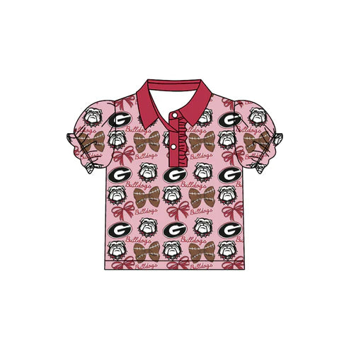 7.31 Custom Moq 5 Baby Girls Bulldogs Team Short Sleeve Tee Pullovers Polo Shirts Tops