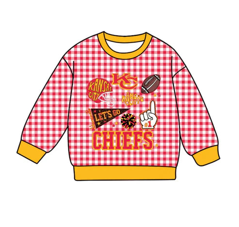 10.13 Custom Moq 8 Baby Boys Chiefs Team Plaid Tee Shirts Tops