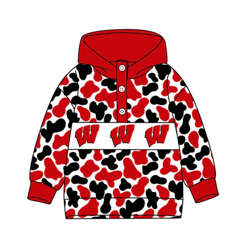 10.15 Custom Moq 8 Baby Boys Red Black Camo W Team Button Hoodies Top