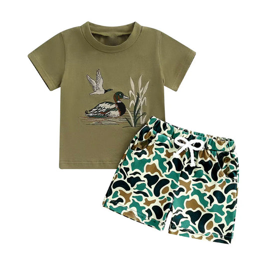 11.11 MOQ:5pcs BSSO1659 pre-order baby boy clothes mallard toddler boy summer outfit