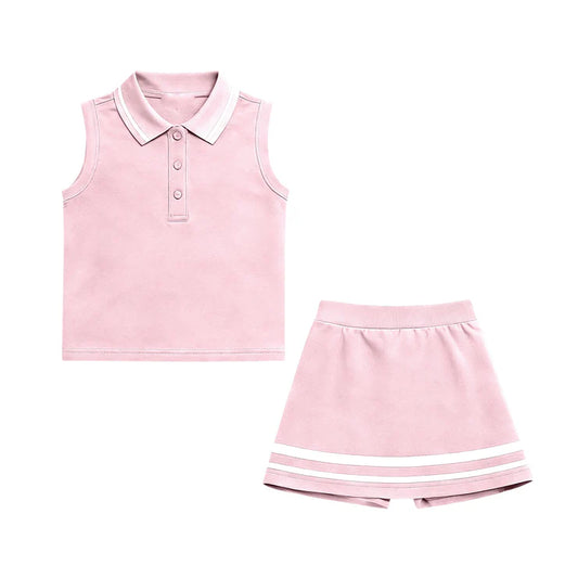 11.18 MOQ:5pcs GSD3108 pre-order toddler girl clothes pink girl yoga summer skirt set