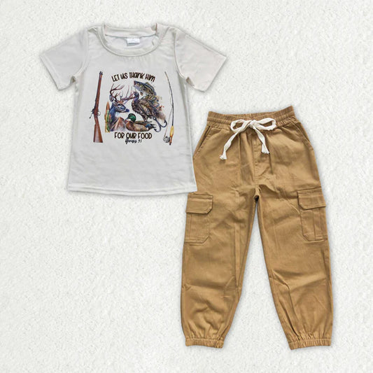 L-3.1 BT0340+P0134 Baby Boys Fishing Hunting Cargo Pants Clothes Sets