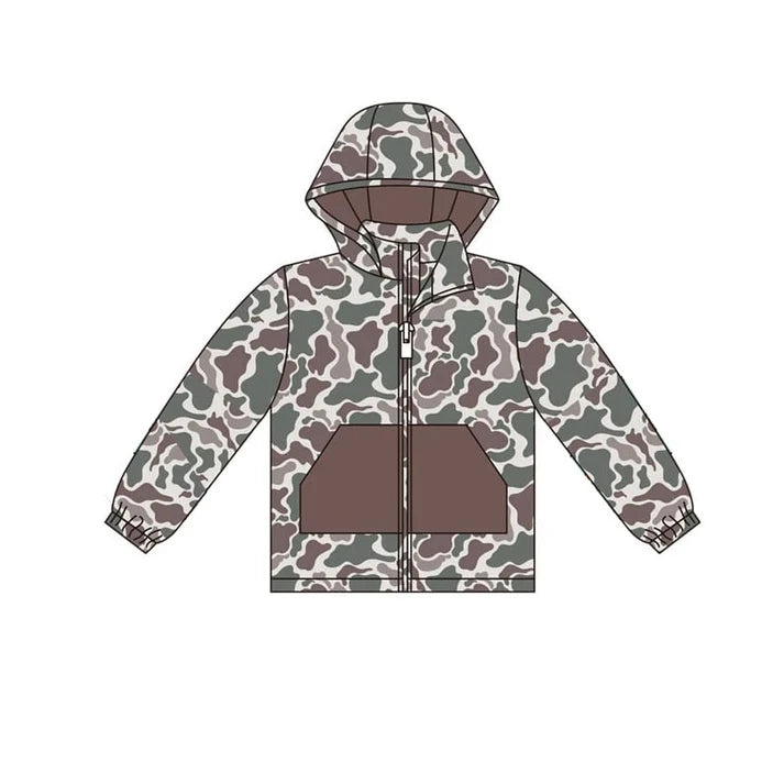 9.27 BT1376 Baby Boys Dark Green Camo Pocket Zipper Hoodies Jackets Top Preorder