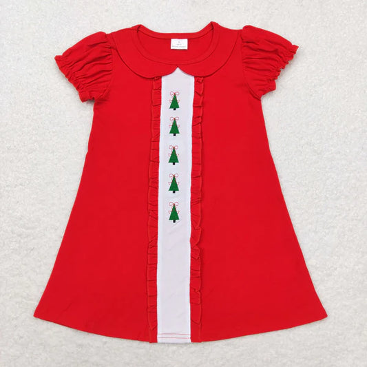L-3.3 GSD1374 Embroidered Christmas tree doll collar red short-sleeved dress