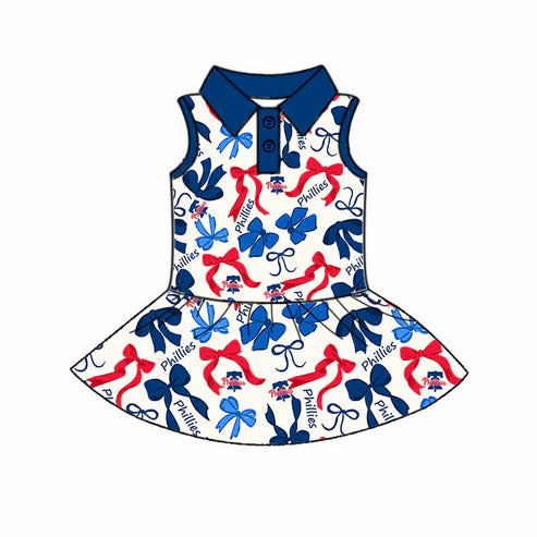 6.10 Custom Moq 3 each item Sibling Baby Girls Phillies Team Dresses Clothes Sets