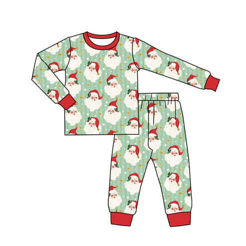 6.6  BLP1088 Baby Boys Long Sleeves Santa Stars Top Pant Pajamas Set Preorder