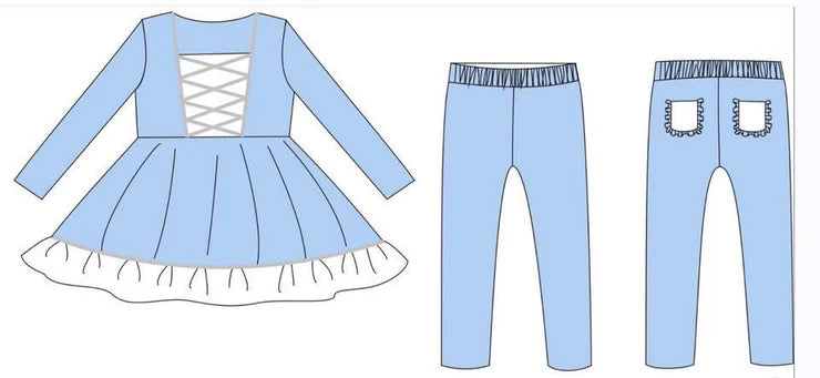 11.12 MOQ：5pcs GLP3131 pre-order toddler girl clothes blue girl winter set