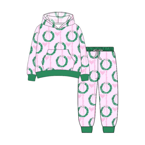 6.28 NO MOQ sales GLP2545 Pre-order baby girl clothes Christmas bow hooded long sleeve pants sets