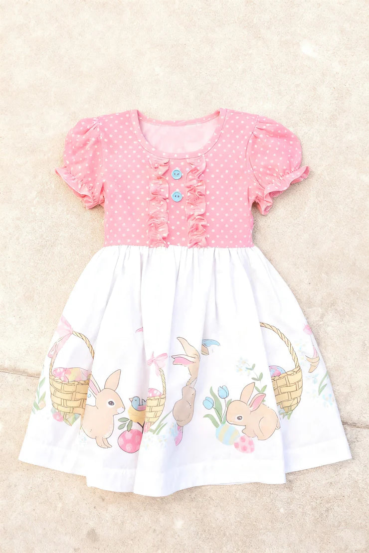11.22 MOQ:5pcs GSD3155 pre-order toddler girl clothes rabbit girl easter summer dress