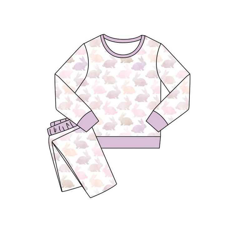 11.14 MOQ：5pcs GLP3144 pre-order toddler girl clothes rabbit print girl easter set